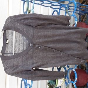 LINEN! J.Crew button up sweater, grey, size M.